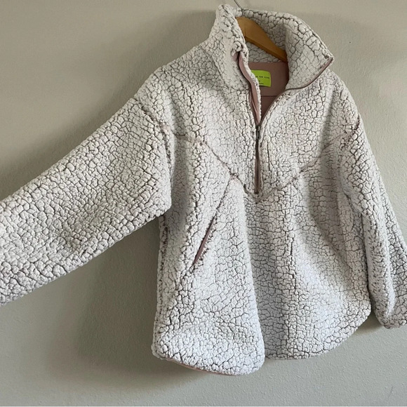 Playing For Keeps Sherpa Teddy Sweater Women’s Small Quarter Zip Mock Neck - Picture 4 of 11